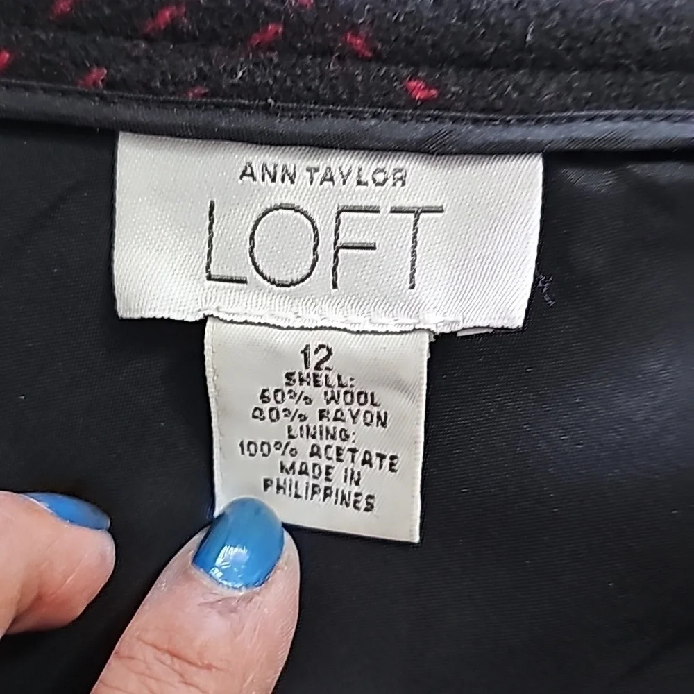 Ann Taylor LOFT Formal wool skirt blk sz 12